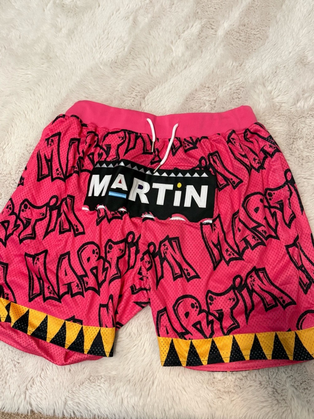 90’s TV MARTIN satin Basketball Shorts ALL OVER PRINT